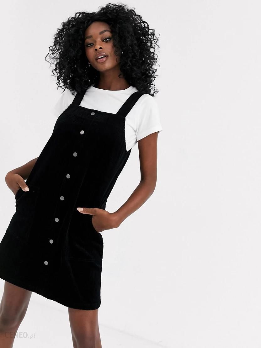 New Look – Czarna sztruksowa sukienka mini z guzikami-Czarny - Ceny i  opinie 