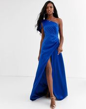 Chi Chi London – Kobaltowa sukienka satynowa maxi na jedno ramię-Niebieski  - Ceny i opinie 