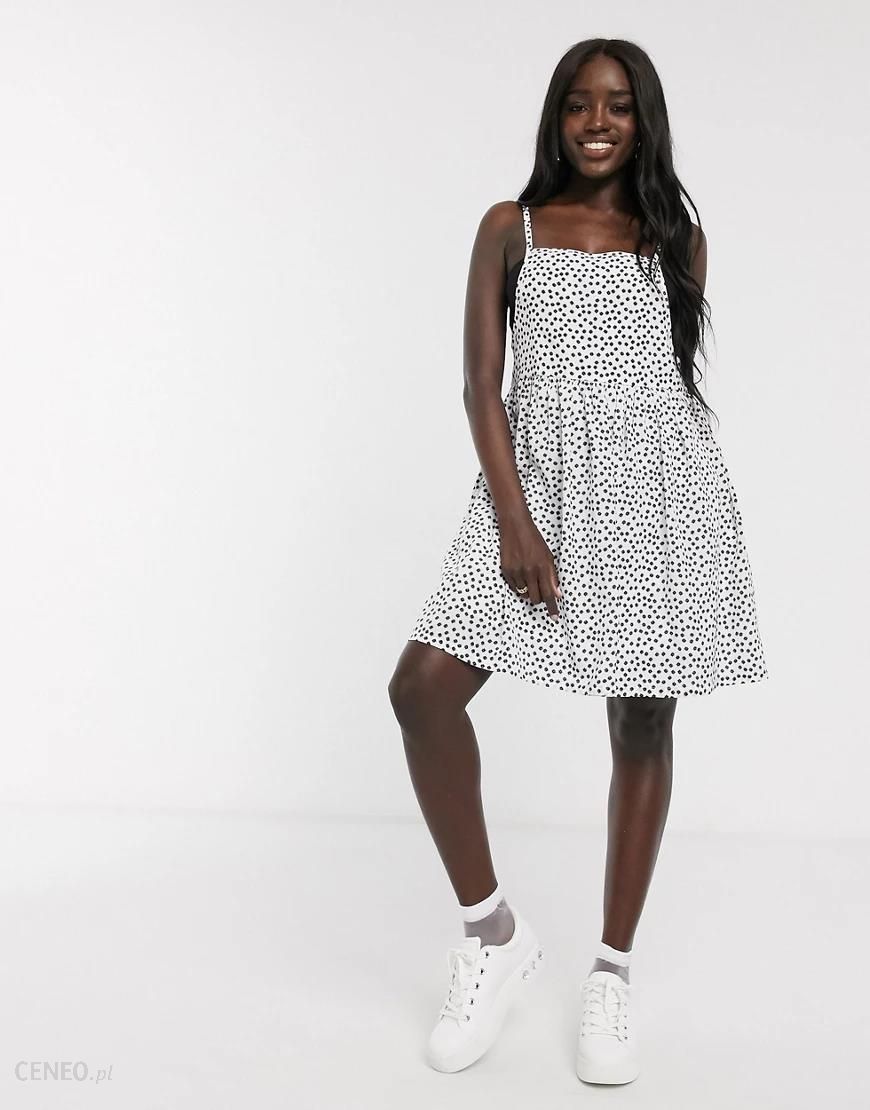 Daisy Street – Sukienka mini na ramiączkach z nadrukiem w nieregularne  kropki-Biały - Ceny i opinie 