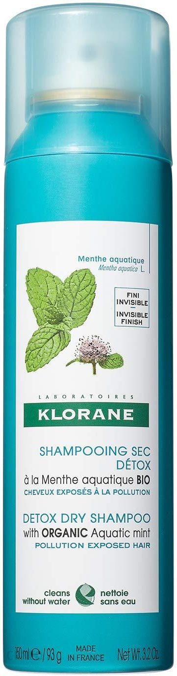 Klorane Aquatic Mint suchy szampon do włosów narażonych na zanieczyszczenie powietrza 150ml
