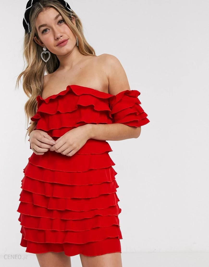 Mossman – Karmazynowa sukienka mini z falbankami-Czerwony - Ceny i opinie -  