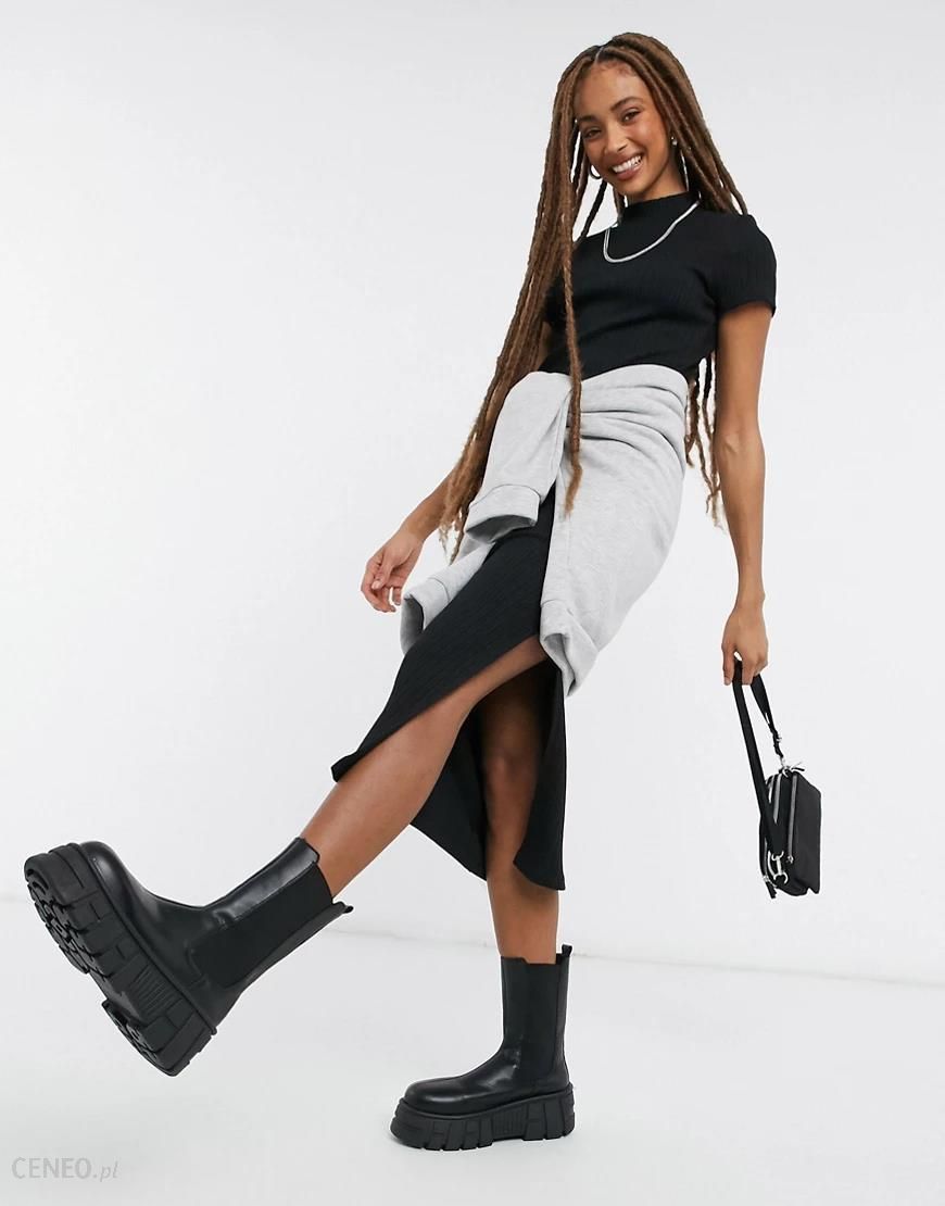 Topshop – Czarna prążkowana sukienka mini o kroju bandażowym-Czarny - Ceny  i opinie 