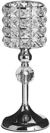 Beliani Elegancki świecznik podłużny z kryształami szklany metalowy srebrny Avord