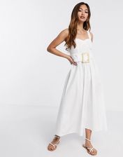 ASOS DESIGN – Biała sukienka z koła z wiklinowym paskiem na lato-Biały -  Ceny i opinie 