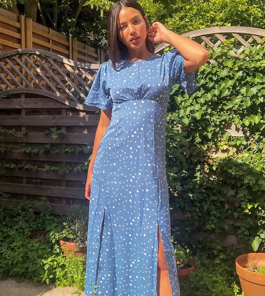 Missguided Tall – Niebieska sukienka midi ze zwiewnymi rękawami-Niebieski -  Ceny i opinie 