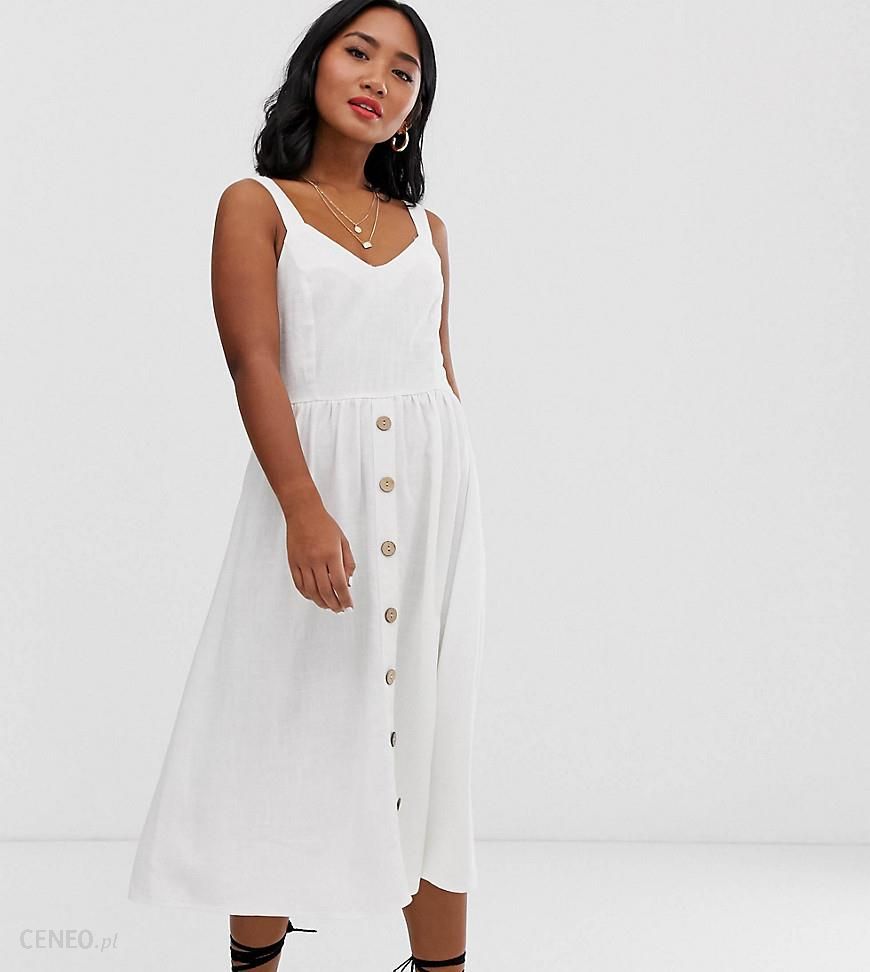 New Look Petite biała sukienka midi z guzikami na dolnej części-Czerwony -  Ceny i opinie 