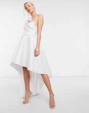 ASOS DESIGN – Srebrna asymetryczna sukienka midi na studniówkę na jedno  ramię z brokatowej siateczki-Srebrny - Ceny i opinie 