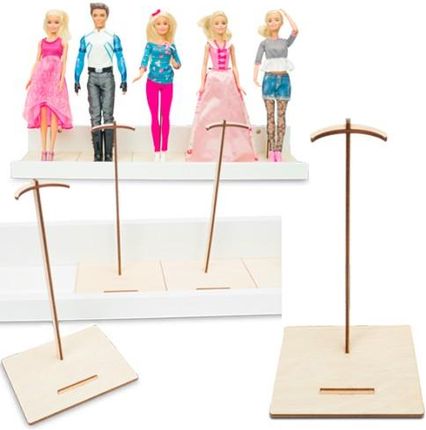 Deku - Stojaki na lalkę Barbie 20 cm 5 szt. z białą półką - kwadratowa podstawa
