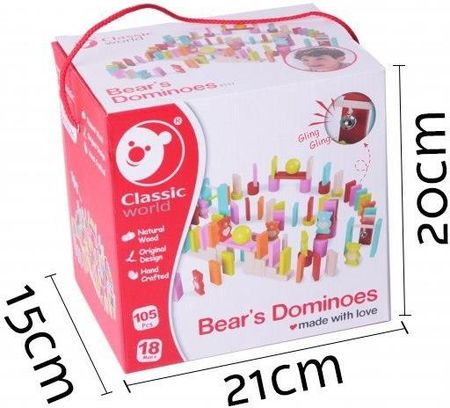 Classic World Drewniane Kolorowe Domino 105 elementów  - zdjęcie 6