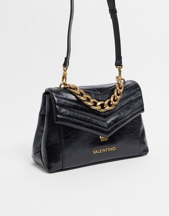 Valentino by Mario Valentino Grifone Czarna pikowana torebka crossbody z a cuszkowym paskiem Czarny Ceny i opinie Ceneo.pl