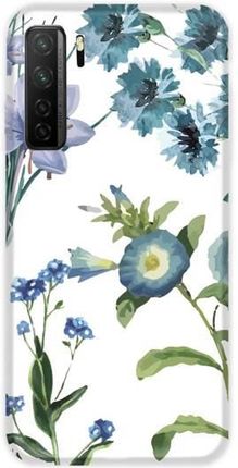 Casegadget Etui Nadruk Niebieskie Kwiaty Na Białym Huawei P40 Lite 5G