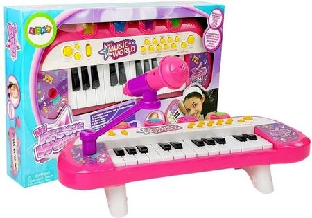 Leantoys  Pianinko Keyboard 24 klawisze Różowe