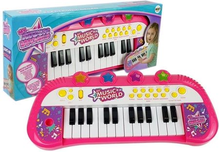 Leantoys Pianinko Keyboard 24 klawisze Różowe