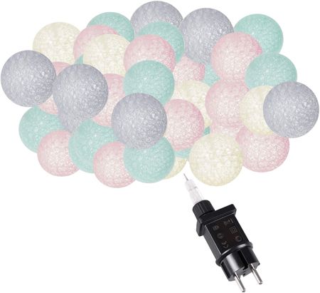 Cotton Balls 30 Led Lampki Dekoracyjne Girlanda Na Prąd Turkusowo Różowe