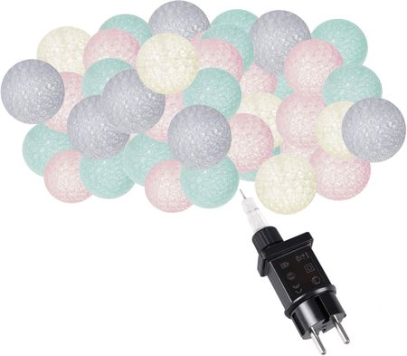 Cotton Balls 50 Led Lampki Dekoracyjne Girlanda Na Prąd Turkusowo Różowe
