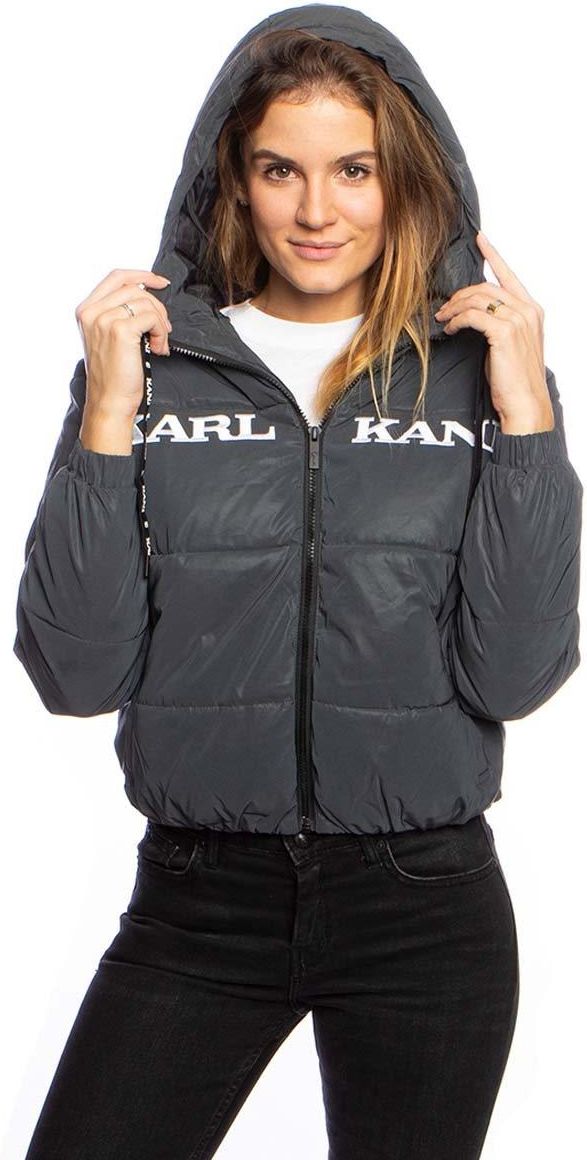 karl kani retro reflective hooded puffer jacket