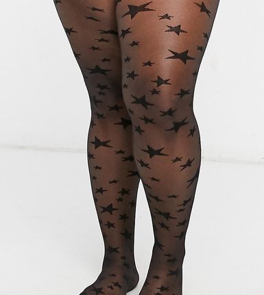 ASOS DESIGN Curve – Rajstopy w gwiazdki 30 den-Czarny Ceny i