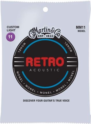 Martin MM11 Retro Acoustic Guitar Strings, Custom Light