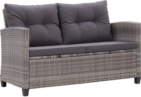vidaXL 2-osobowa sofa ogrodowa z poduszkami szara 124 cm rattan PE 46154