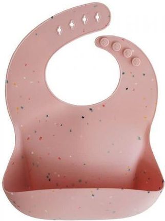 Mushie Śliniak Silikonowy Kieszeń 4M+ Powder Pink Confetti