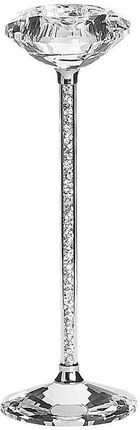 Beliani Świecznik na nodze srebrny metalowy 23 cm z kryształkami na tealight Kofi