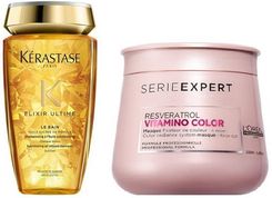 Zdjęcie Kerastase Elixir Ultime and Vitamino Color Kąpiel do każdego rodzaju włosów 250ml + Maska do włosów farbowanych 250ml - Poręba