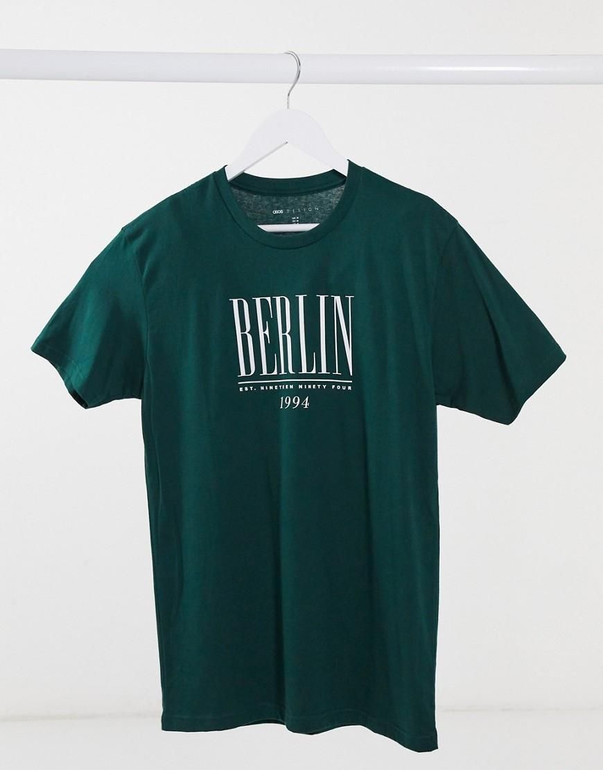 Asos Design Zielony T Shirt Oversize Z Napisem „berlin” Ceny I