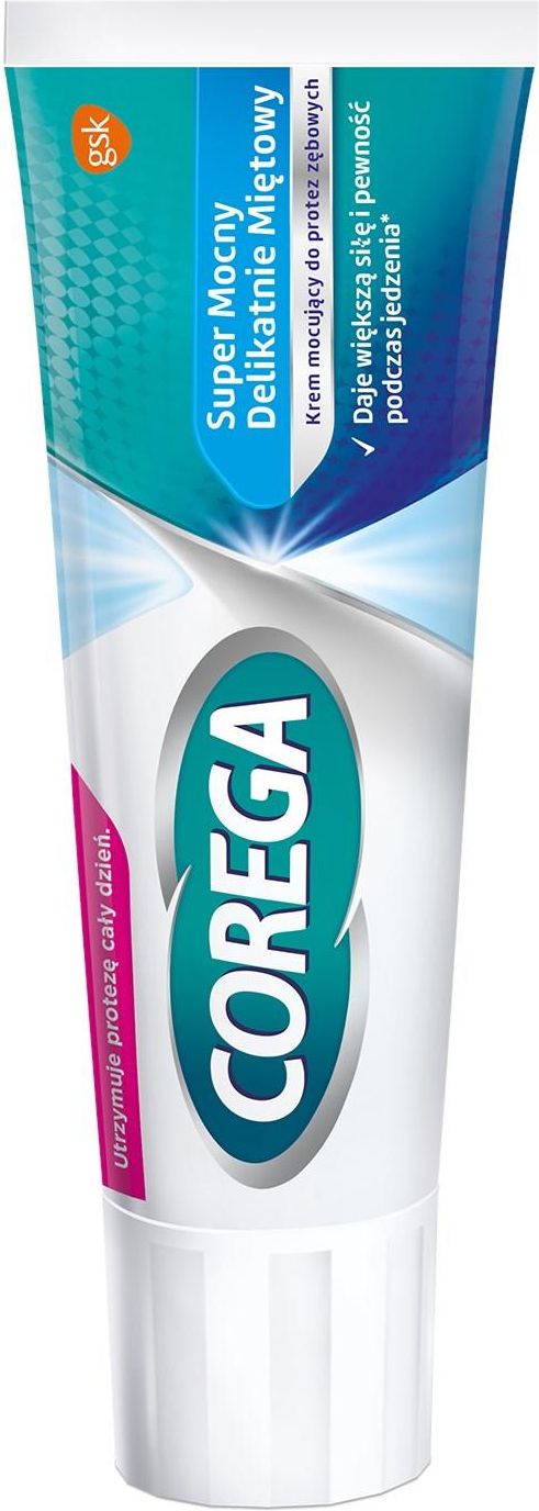 Corega Super Mocny Delikatnie Miętowy Krem mocujący do protez zębowych 40g - zdjęcie 3 Corega Super Mocny Delikatnie Miętowy Krem mocujący do protez zębowych 40g
