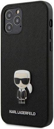 Karl Lagerfeld Etui KLHCP12MIKMSBK do iPhone 12 /12 Pro 6,1 czarny/black hardcase Saffiano Ikonik Metal