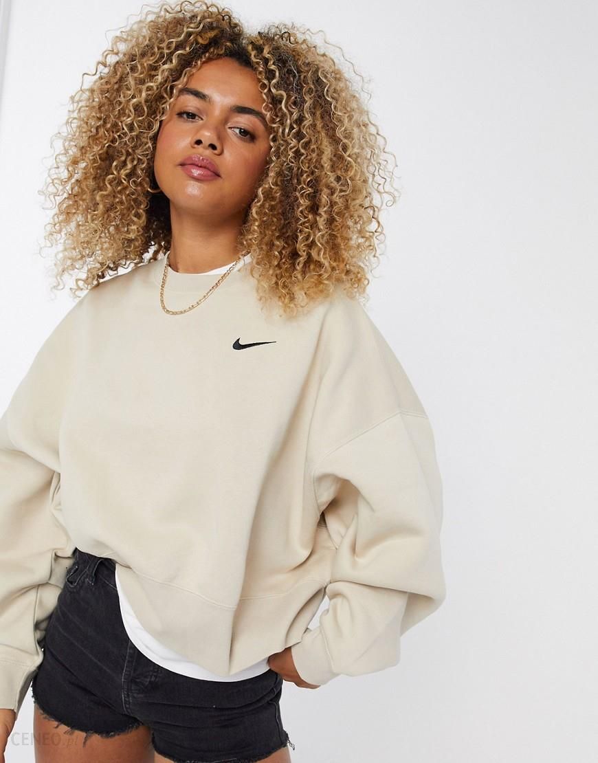 Nike Bluza dresowa z okrągłym dekoltem i blokami kolorów khaki