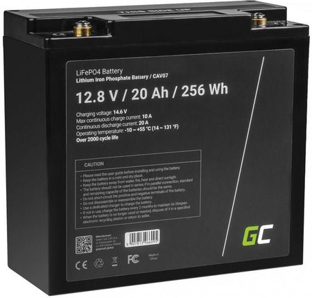 Green Cell Akumulator LiFePO4 12V 12.8V 20Ah do paneli solarnych, kamperów oraz łodzi