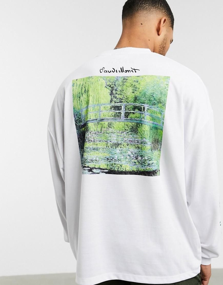 ASOS DESIGN – Claude Monet – T-shirt oversize z długim rękawem i 