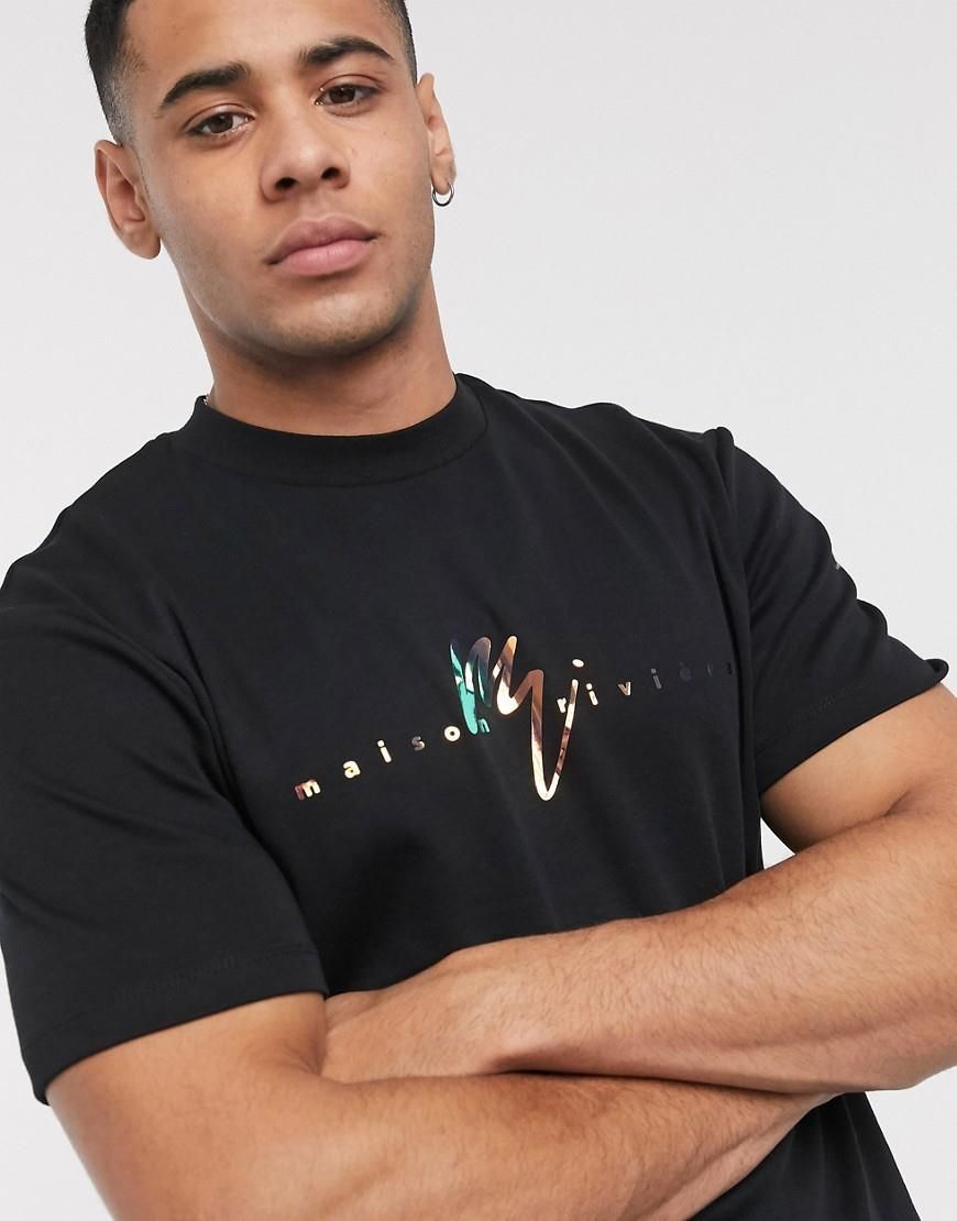 River Island – Maison Riviera – Czarny t-shirt z logo - Ceny i opinie -  Ceneo.pl