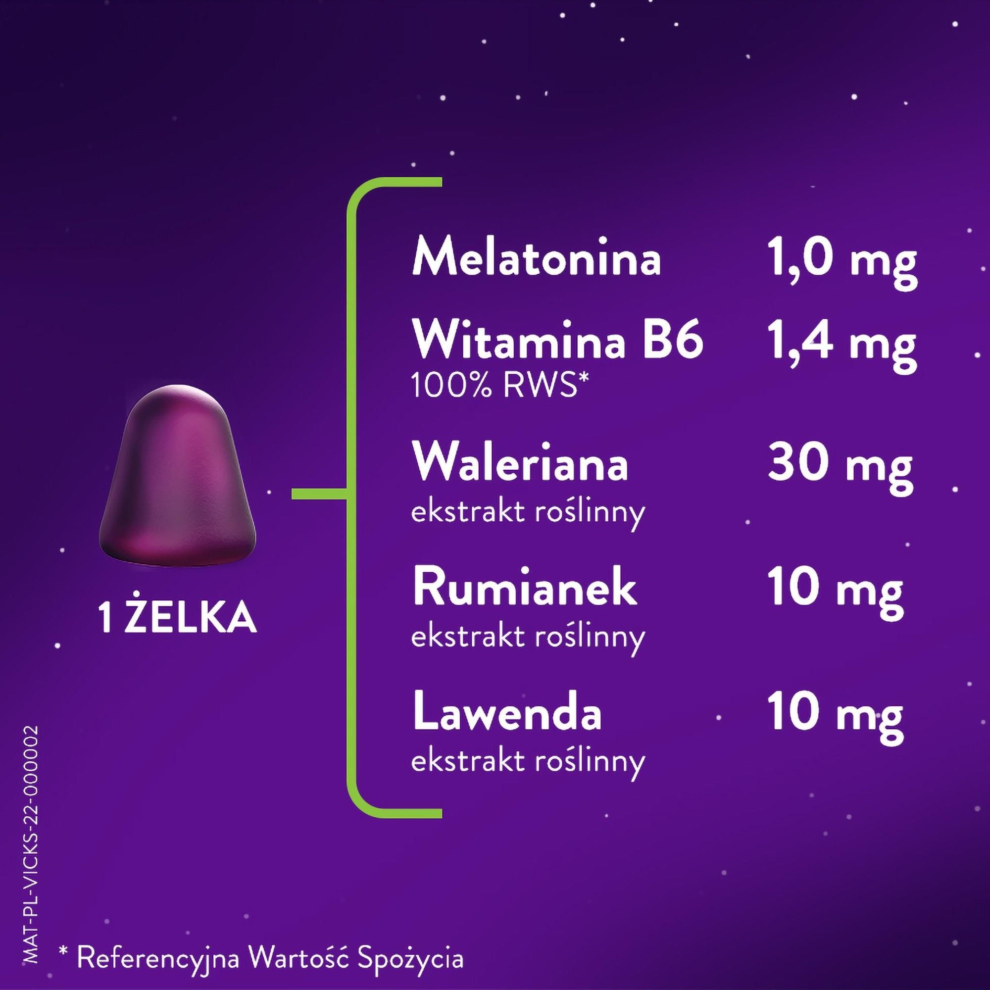 Vicks ZzzQuil Natura Melatonina o smaku owoców leśnych 30 Żelek - zdjęcie 4 Vicks ZzzQuil Natura Melatonina o smaku owoców leśnych 30 Żelek