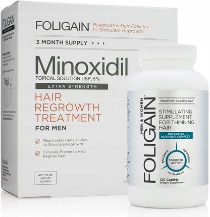 Foligain Minoxidil 5% Suplement przeciw Wypadającym Włosom 3x60ml