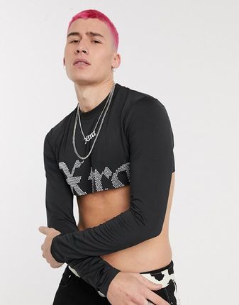 ASOS DESIGN – Bardzo krótki obcisły top z długim rękawem i