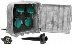 Zdjęcie Orno Gniazdo Ogrodowe Kamień 4X2P+Z Kabel Gumowy H07Rnf 3X1,5Mm2 3M (Orae13185) - Sośnicowice