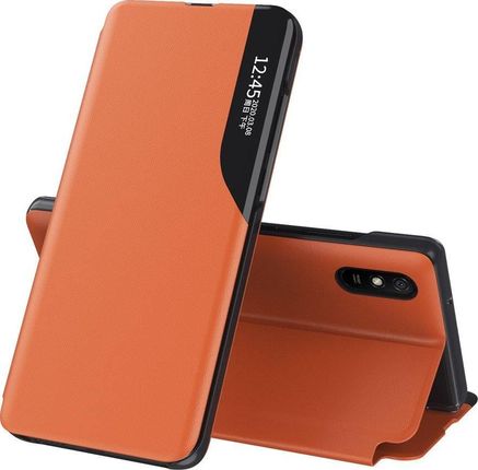 Hurtel Eco Leather View Case etui z klapką i funkcją podstawki Xiaomi Redmi 9A pomarańczowy