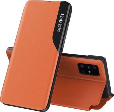 Hurtel Eco Leather View Case etui z klapką i funkcją podstawki Huawei P40 pomarańczowy