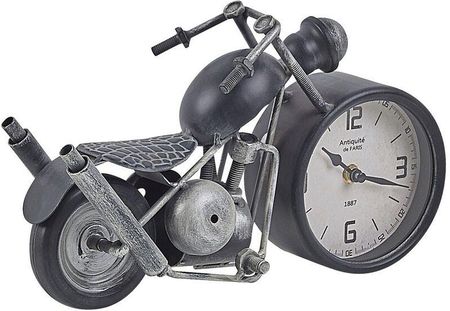 Beliani Zegar stojący w kształcie motoru metal czarno-srebrny vintage na stół biurko Berno