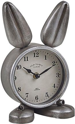 Beliani Zegar stojący w kształcie królika metal srebrny vintage na stół biurko Thusis