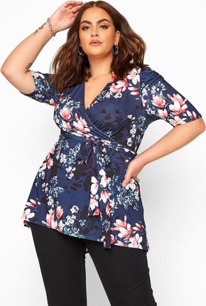 Duży Rozmiar YOURS LONDON Navy Floral High Low Wrap Top 44 - Ceny i opinie OWWN Duży Rozmiar YOURS LONDON Navy Floral High Low Wrap Top 44 - Ceny i opinie OWWN