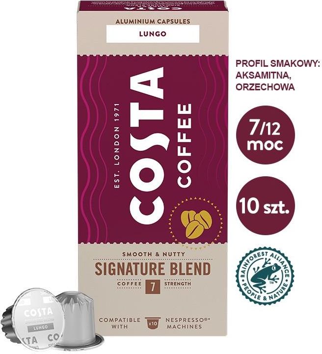 Costa Coffee Signature Blend Lungo kawa w kapsułkach kompatybilna z ekspresami Nespresso - 10 szt. - zdjęcie 4 Costa Coffee Signature Blend Lungo kawa w kapsułkach kompatybilna z ekspresami Nespresso - 10 szt.