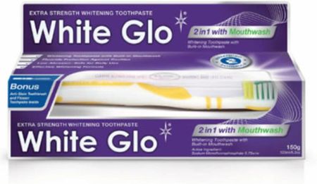 White Glo 2In1 Mouthwash Wybielająca Pasta Z Płynem Do Płukania Ust 100Ml + Szczoteczka Do Zębów