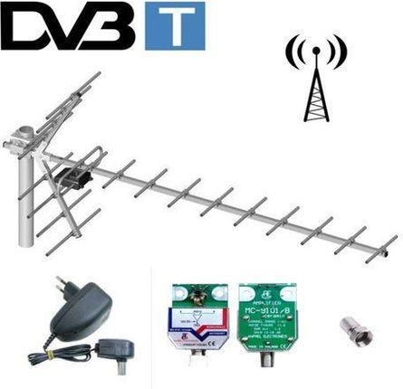 Libox Antena Kierunkowa Dvb-T 19-Elementowa Ze Wzmacniaczem Ekranowanym I Zasilaczem (Bx5677)