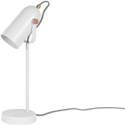 Beliani Lampa biurkowa biała industrialna metalowa regulowany klosz 48 cm Tyria