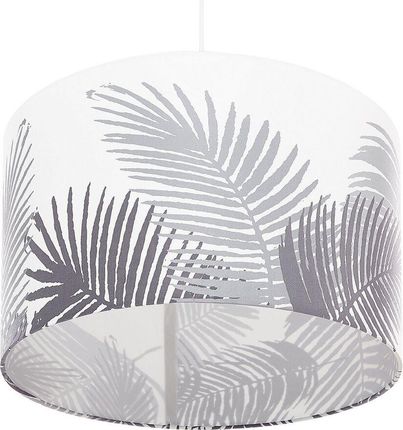 Beliani Lampa sufitowa wisząca biało-szara w palmy okrągły klosz 48 cm poliester Ziller