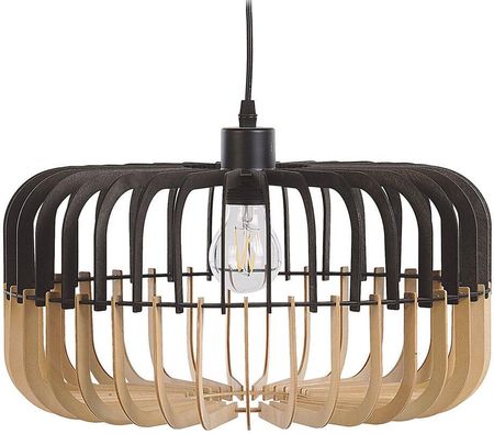 Beliani Sous lampa wisząca w stylu skandynawskim, średnica 40 cm, kolor jasne drewno i czarny, lampa wisząca do salonu, sypialni, jadalni