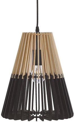 Beliani Minimalistyczna lampa sufitowa wisząca jasne drewno czarny Cavalla