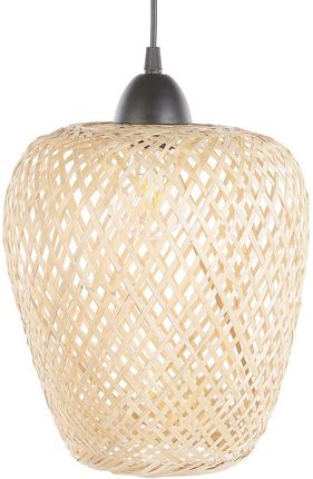 Beliani Lampa wisząca styl boho bambusowa jasne drewno do jadalni jedna żarówka Bombu